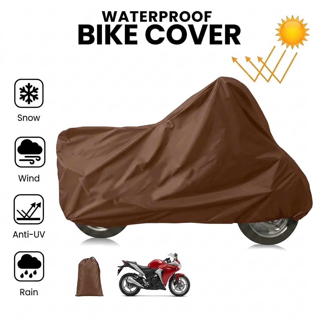 100% Waterproof Motorcycle Cover for CD 70 & CD 125 – Dustproof Bike Protector | In Brown Color