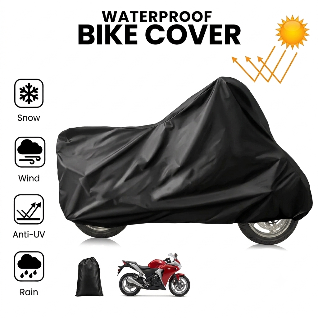 100% Waterproof Motorcycle Cover for CD 70 & CD 125 – Dustproof Bike Protector | In Black Color
