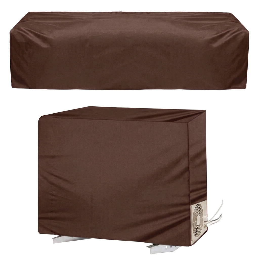 Water-Resistant & Dustproof AC Cover – Indoor & Outdoor Unit Protector | In Brown Color