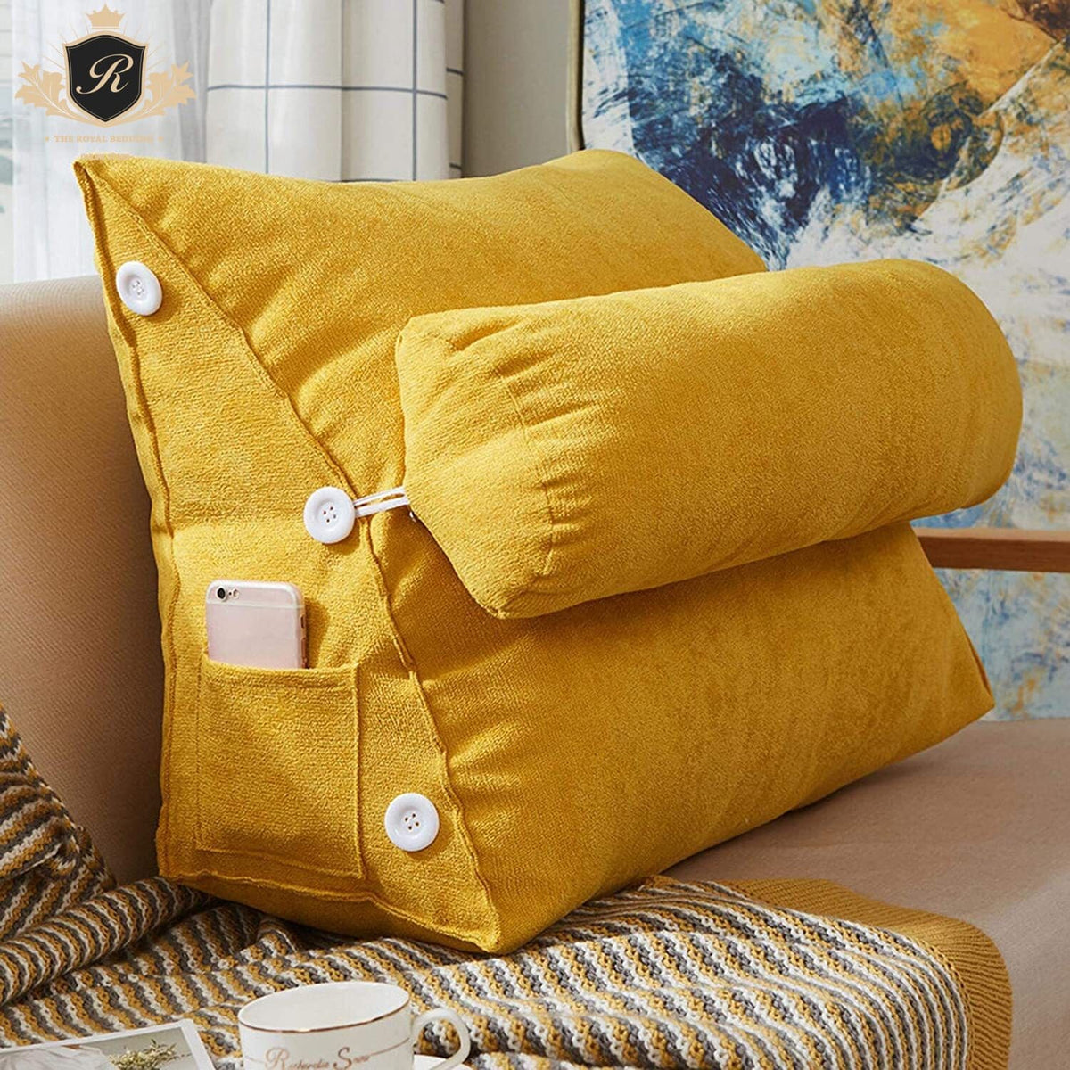 Triangular Back Support Cushion-Yellow