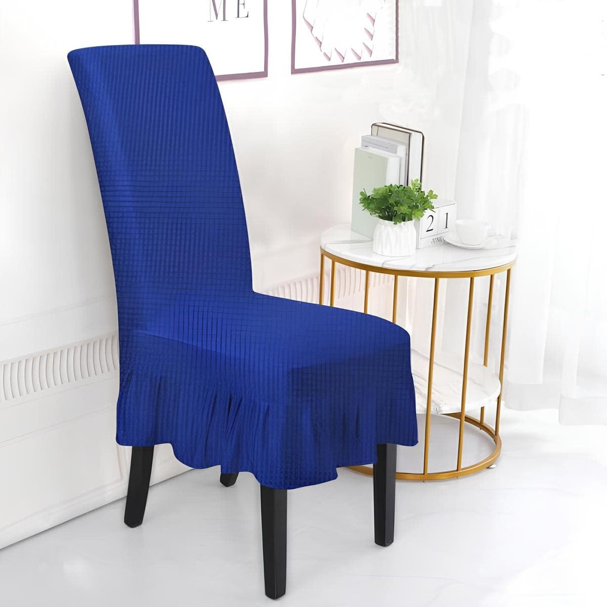 Decorative Frill Chair Cover-Blue