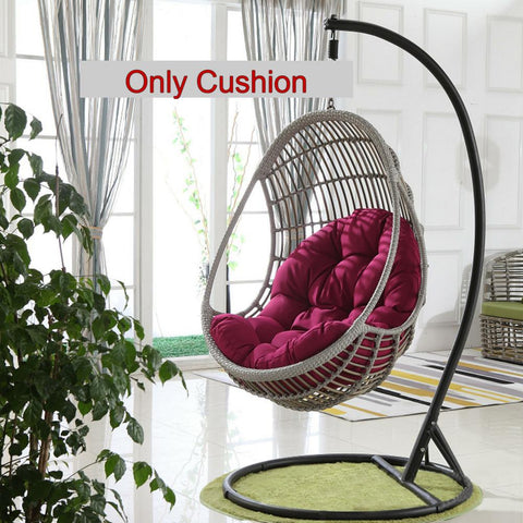 Chair Cushion Outdoor Indoor Egg Decor Balcony Home Garden Rocking Rattan Chair Cushions Seat Mat (no chair Included)-Maroon