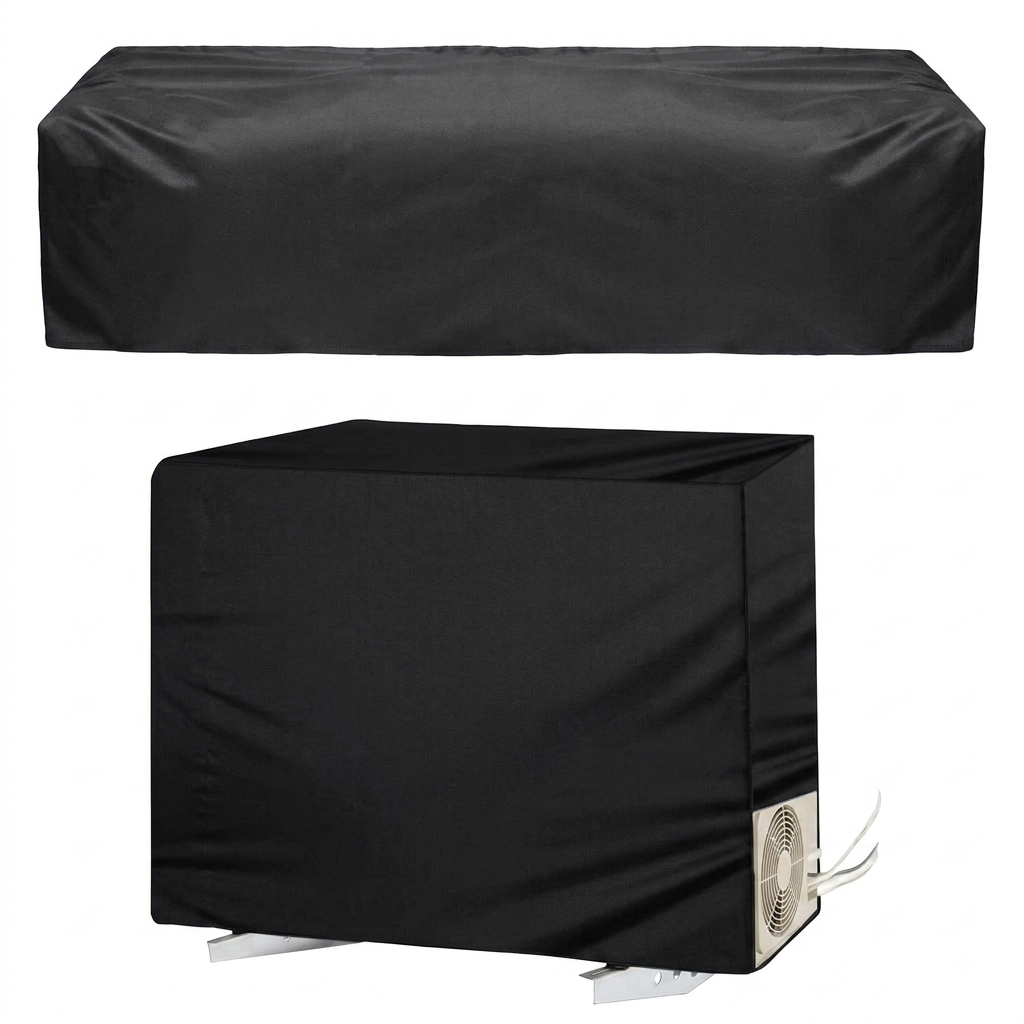 Water-Resistant & Dustproof AC Cover – Indoor & Outdoor Unit Protector | In Black Color