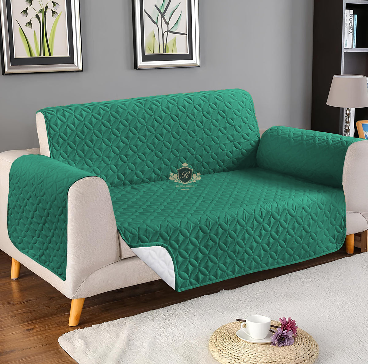 Quilted Sofa Coat Cover Ultrasonic-Green