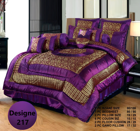 Fancy Bridal Bedding Set 14 Pcs-Purple