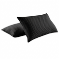 Quilted Pillow Protector Cover – Soft Diamond Stitched White Pillow Case (1 Pair / 2 Pieces) | In Black Color