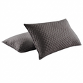 Quilted Pillow Protector Cover – Soft Diamond Stitched White Pillow Case (1 Pair / 2 Pieces) | In Gray Color