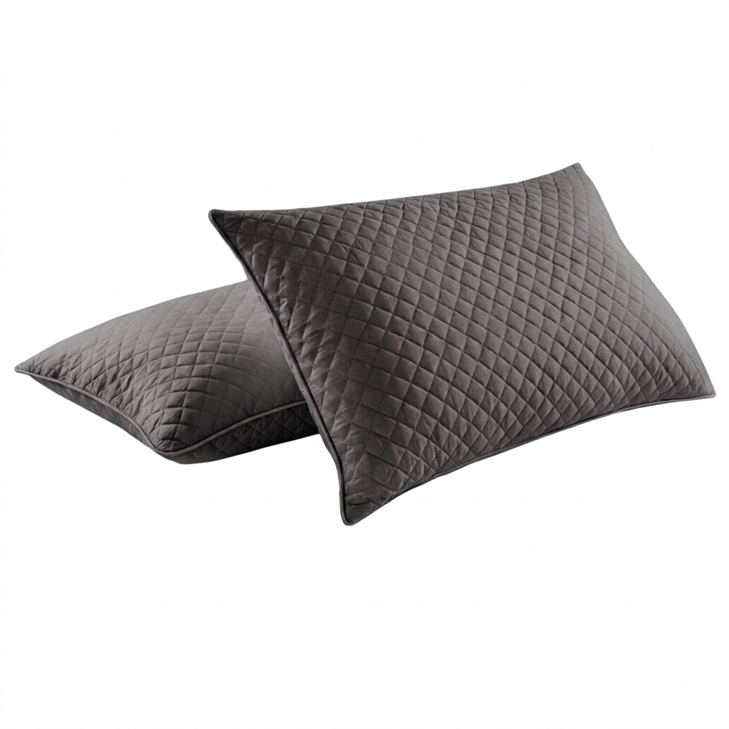 Quilted Pillow Protector Cover – Soft Diamond Stitched White Pillow Case (1 Pair / 2 Pieces) | In Gray Color