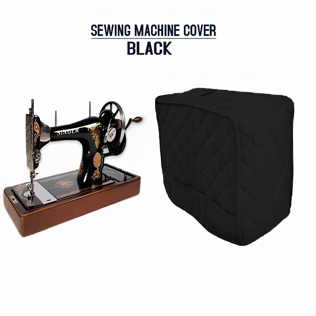 Sewing Machine Cover Quilted-Black
