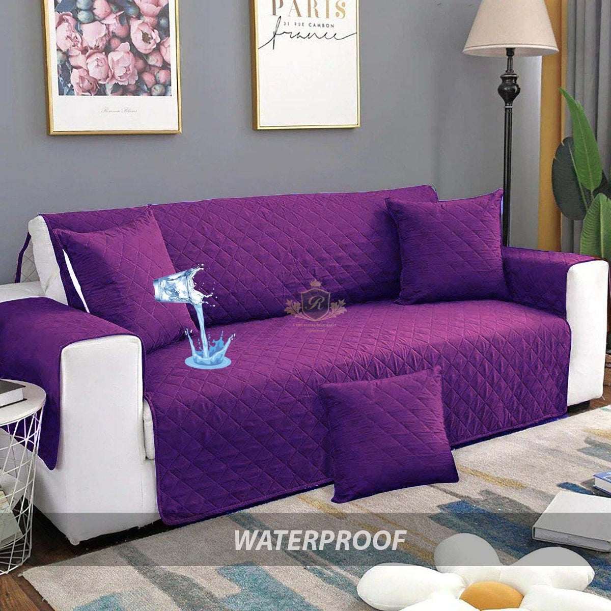 Quilted Waterproof Sofa Cover-Purple