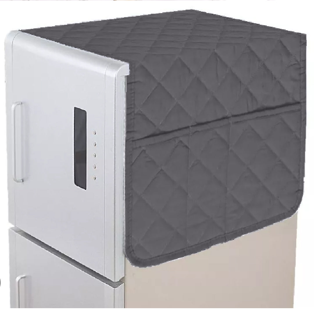 Quilted Refrigerator Top Cover with Side Pockets – Dustproof Fridge Cover | In Gray Color