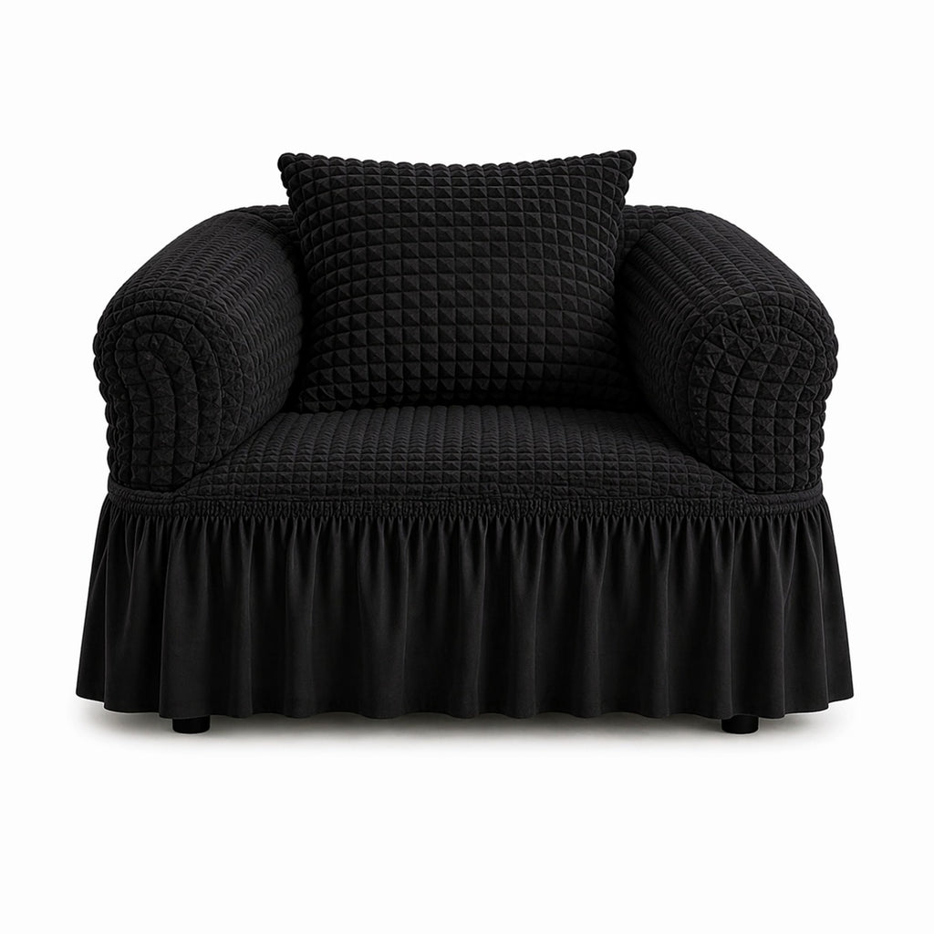 Luxury Turkish Bubble Stretch Sofa Cover for Living Room | In Black Color