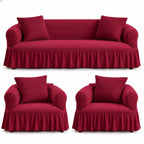 Luxury Turkish Bubble Stretch Sofa Cover for Living Room | In Mahroon Color