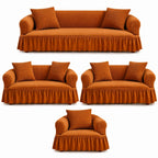 Luxury Turkish Bubble Stretch Sofa Cover for Living Room | In Copper Color