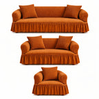 Luxury Turkish Bubble Stretch Sofa Cover for Living Room | In Copper Color