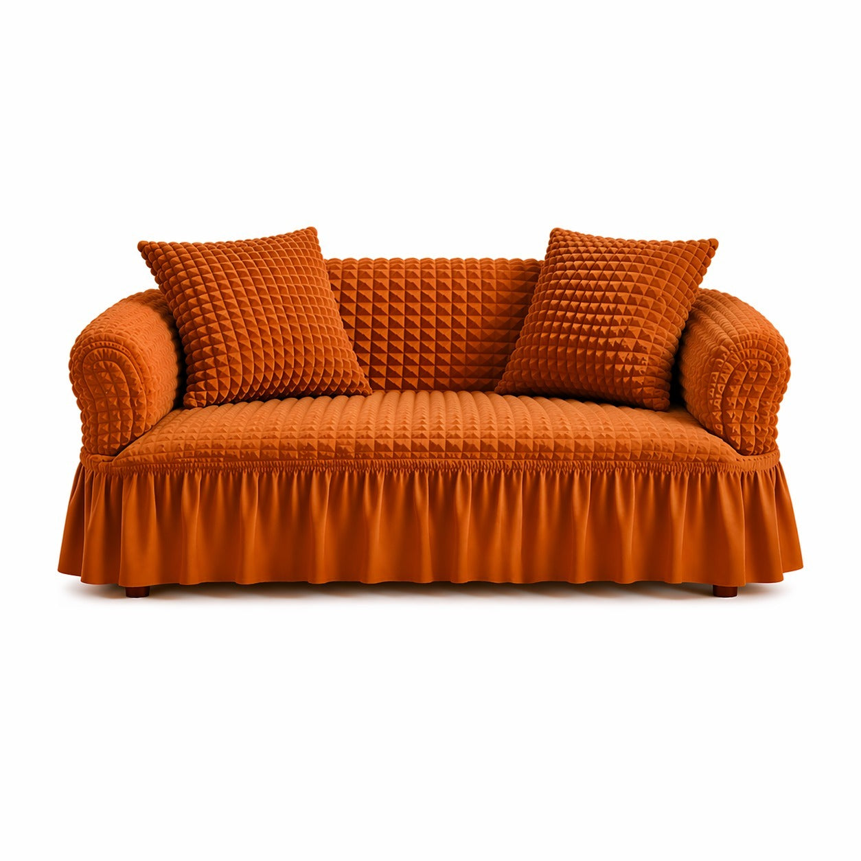 Luxury Turkish Bubble Stretch Sofa Cover for Living Room | In Copper Color