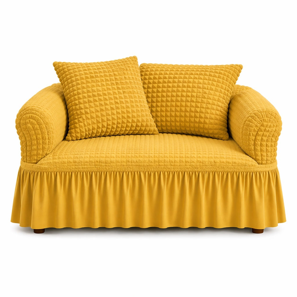 Luxury Turkish Bubble Stretch Sofa Cover for Living Room | In Golden Color