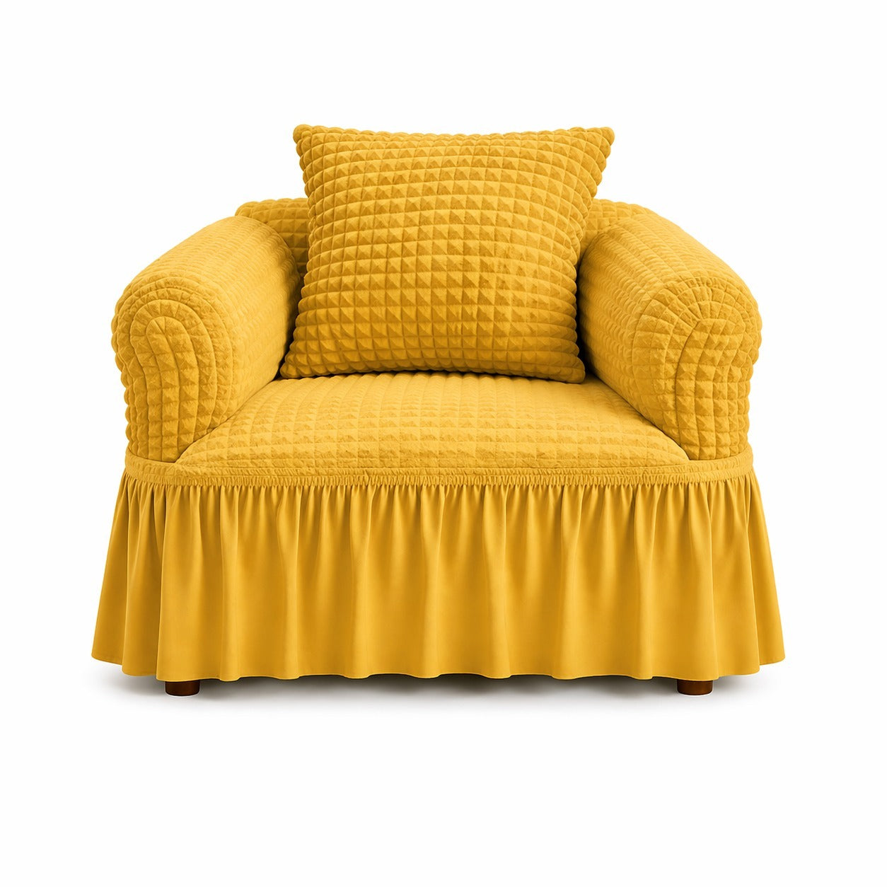 Luxury Turkish Bubble Stretch Sofa Cover for Living Room | In Golden Color