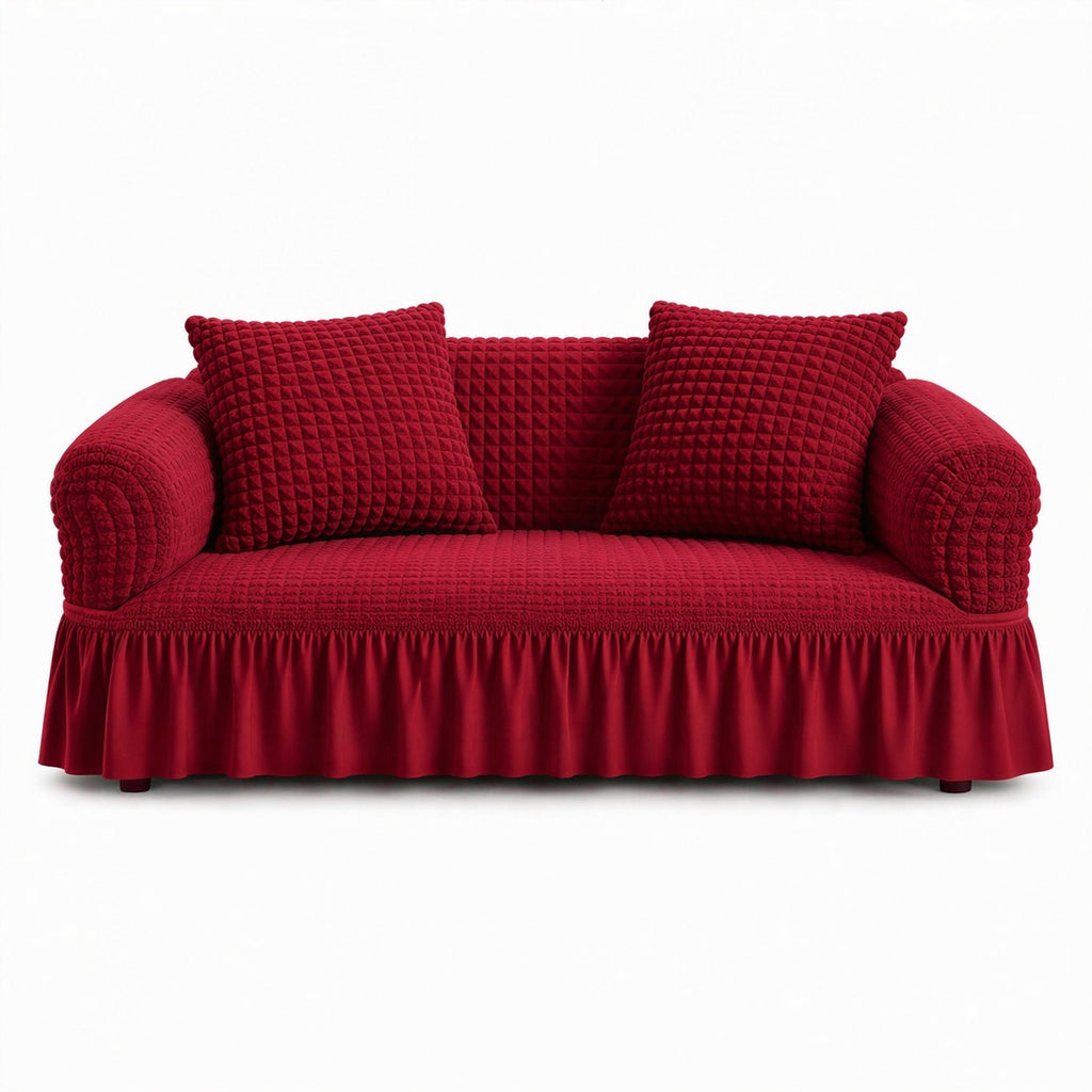 Luxury Turkish Bubble Stretch Sofa Cover for Living Room | In Mahroon Color