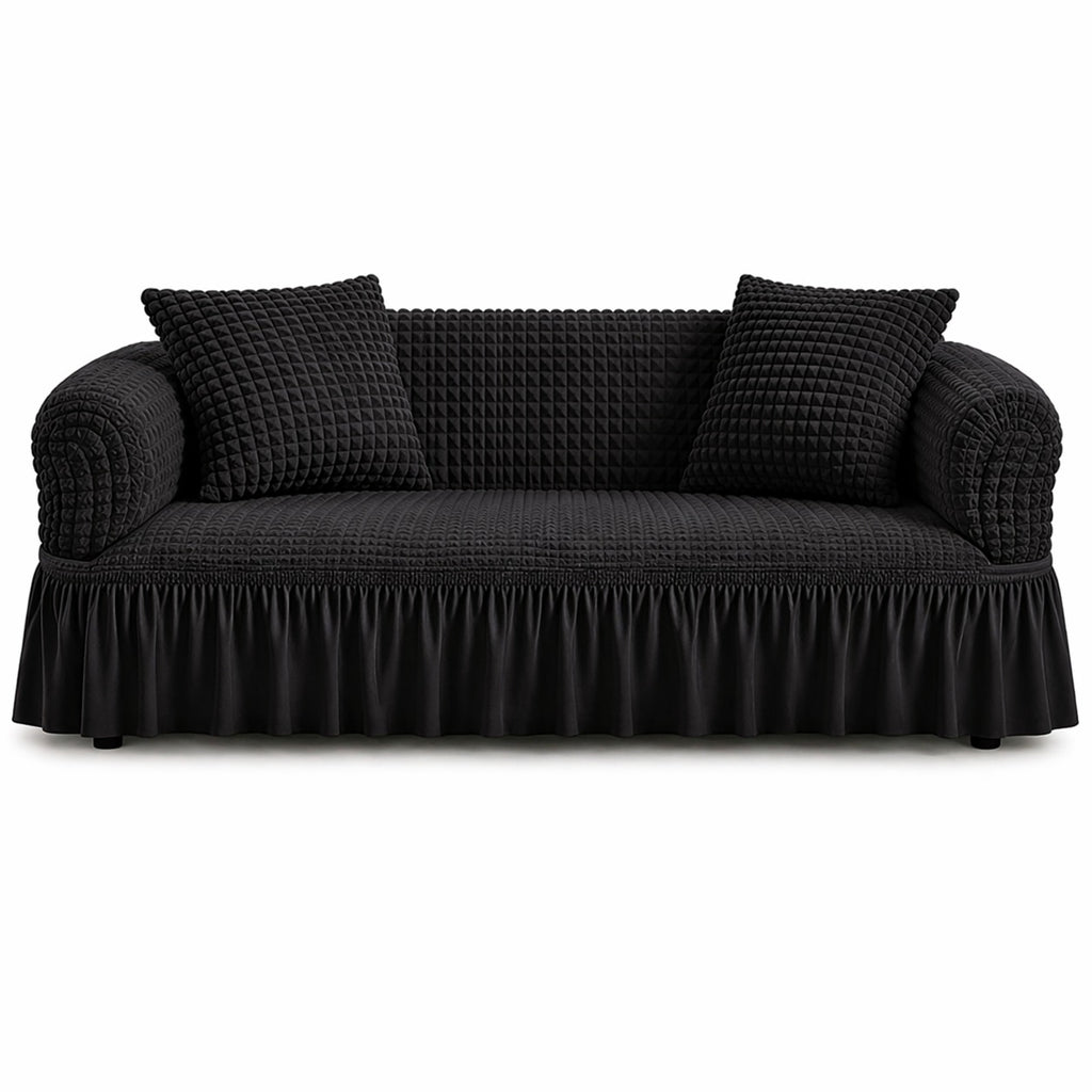 Luxury Turkish Bubble Stretch Sofa Cover for Living Room | In Black Color