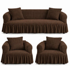 Luxury Turkish Bubble Stretch Sofa Cover for Living Room | In Brown Color
