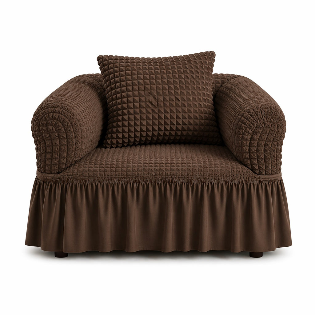 Luxury Turkish Bubble Stretch Sofa Cover for Living Room | In Brown Color