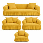 Luxury Turkish Bubble Stretch Sofa Cover for Living Room | In Golden Color