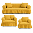 Luxury Turkish Bubble Stretch Sofa Cover for Living Room | In Golden Color