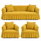 Luxury Turkish Bubble Stretch Sofa Cover for Living Room | In Golden Color