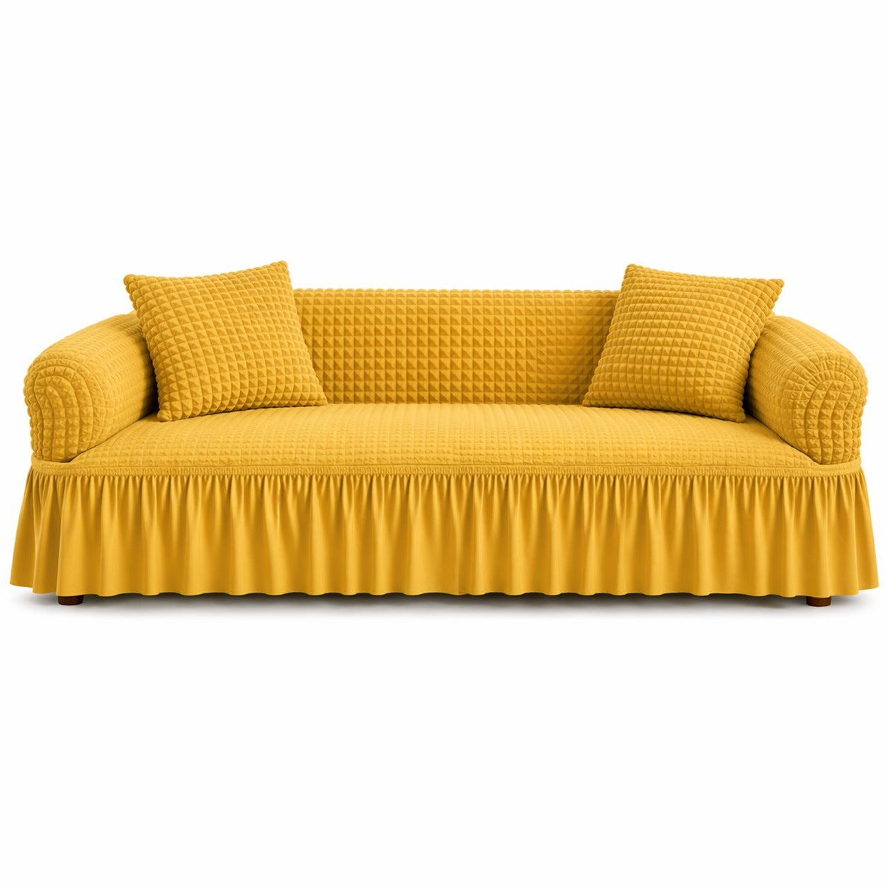 Luxury Turkish Bubble Stretch Sofa Cover for Living Room | In Golden Color
