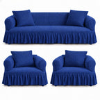Luxury Turkish Bubble Stretch Sofa Cover for Living Room | In Navy Blue Color
