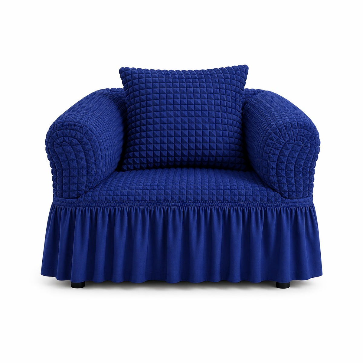 Luxury Turkish Bubble Stretch Sofa Cover for Living Room | In Navy Blue Color