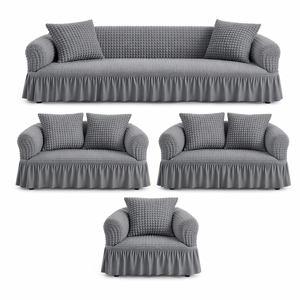 Luxury Turkish Bubble Stretch Sofa Cover for Living Room | In Gray Color