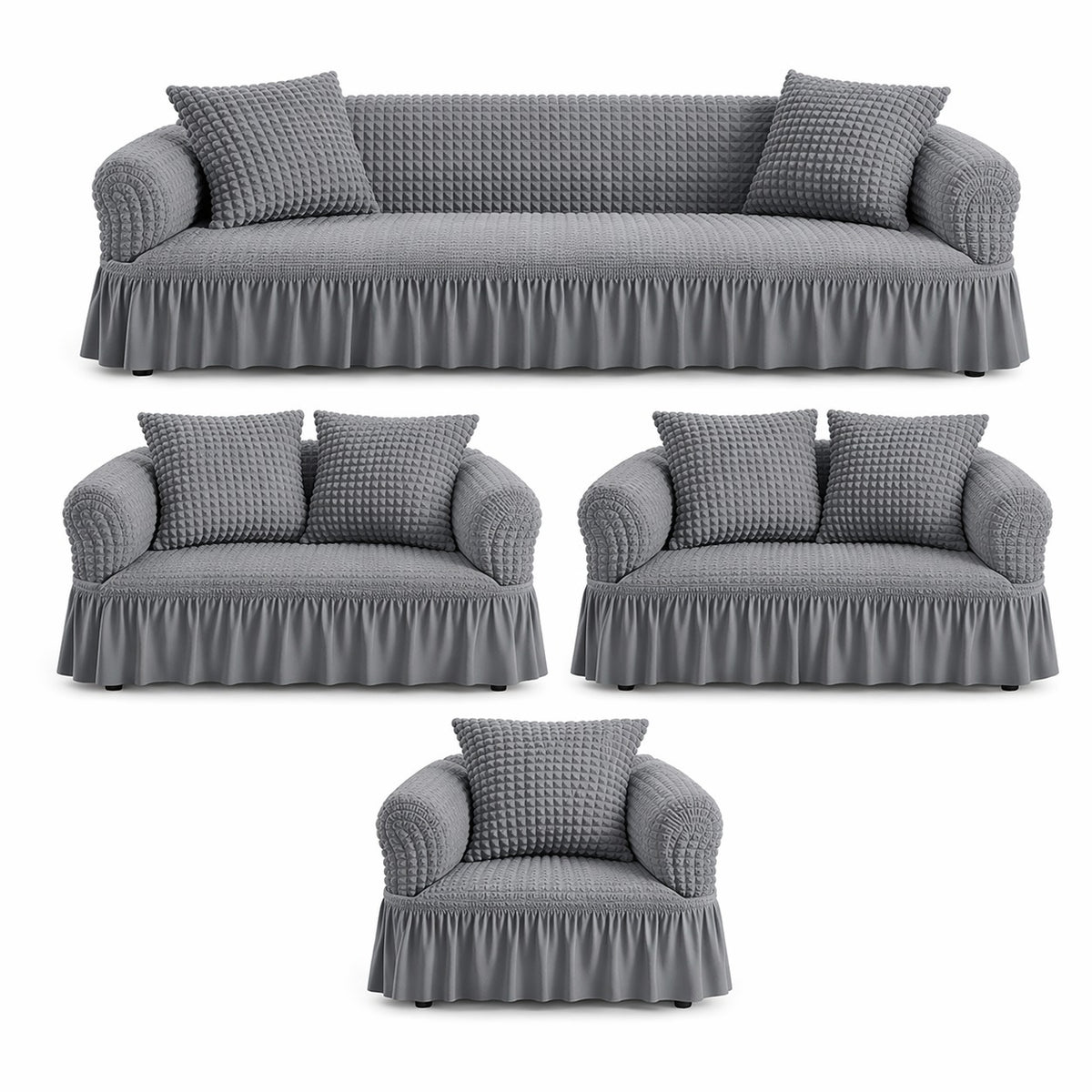 Luxury Turkish Bubble Stretch Sofa Cover for Living Room | In Gray Color