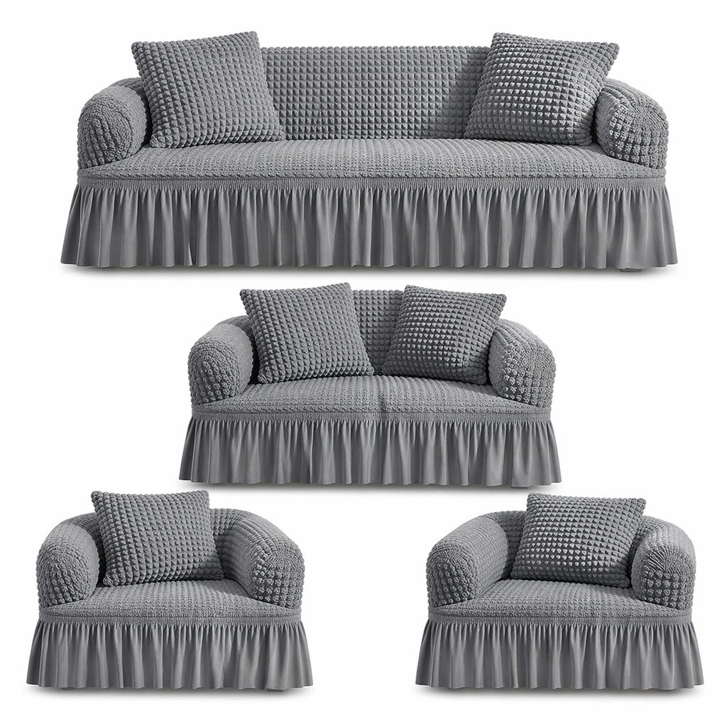 Luxury Turkish Bubble Stretch Sofa Cover for Living Room | In Gray Color