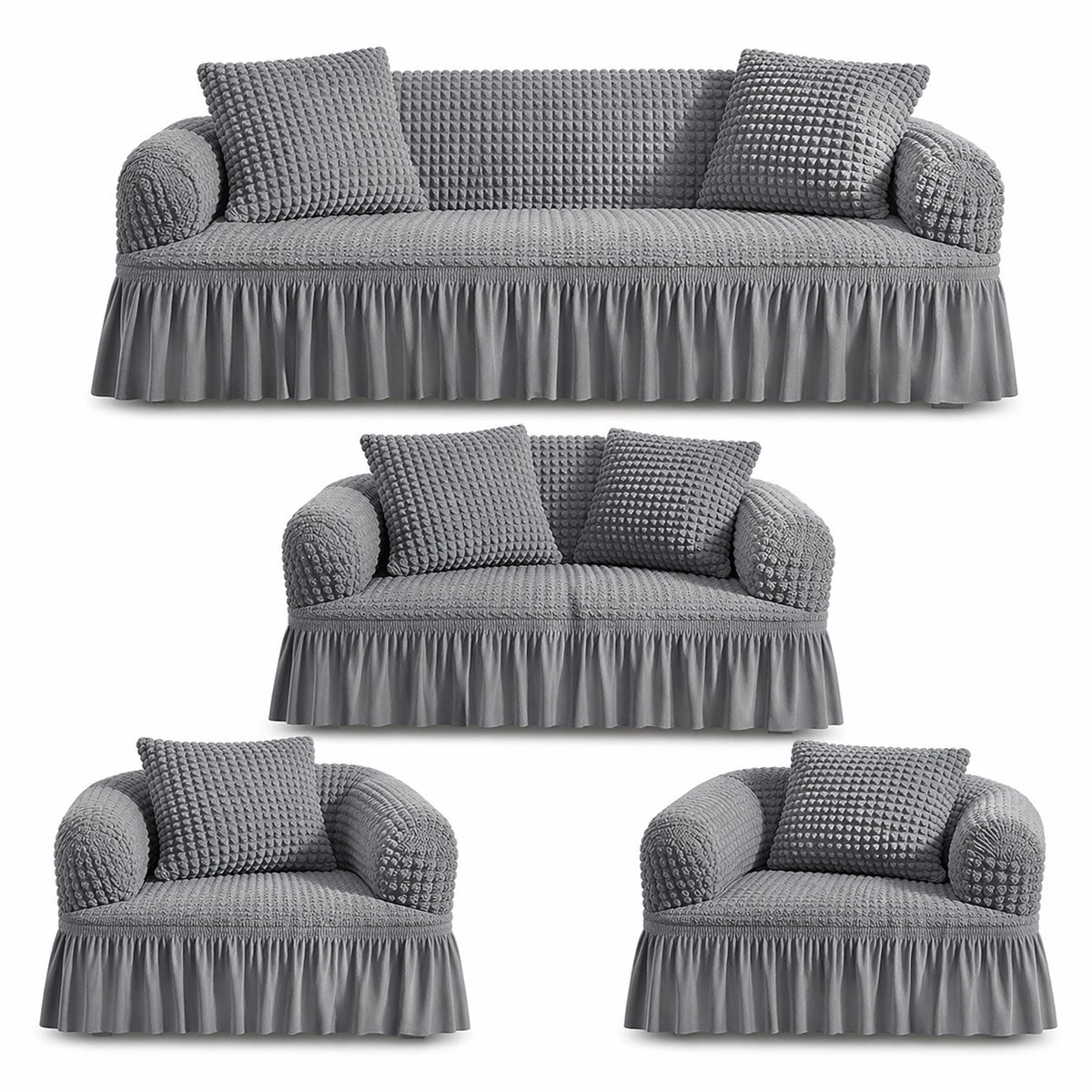 Luxury Turkish Bubble Stretch Sofa Cover for Living Room | In Gray Color