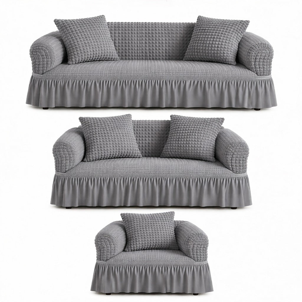 Luxury Turkish Bubble Stretch Sofa Cover for Living Room | In Gray Color