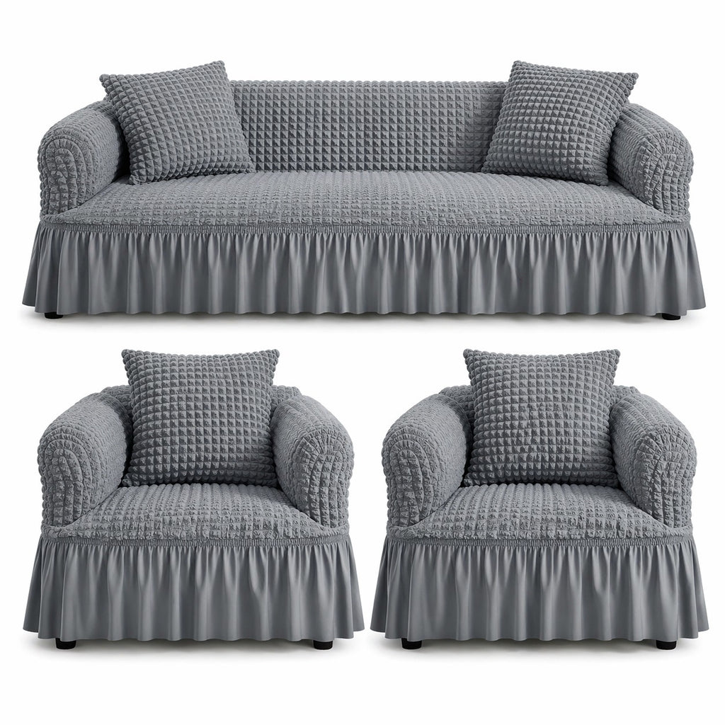 Luxury Turkish Bubble Stretch Sofa Cover for Living Room | In Gray Color