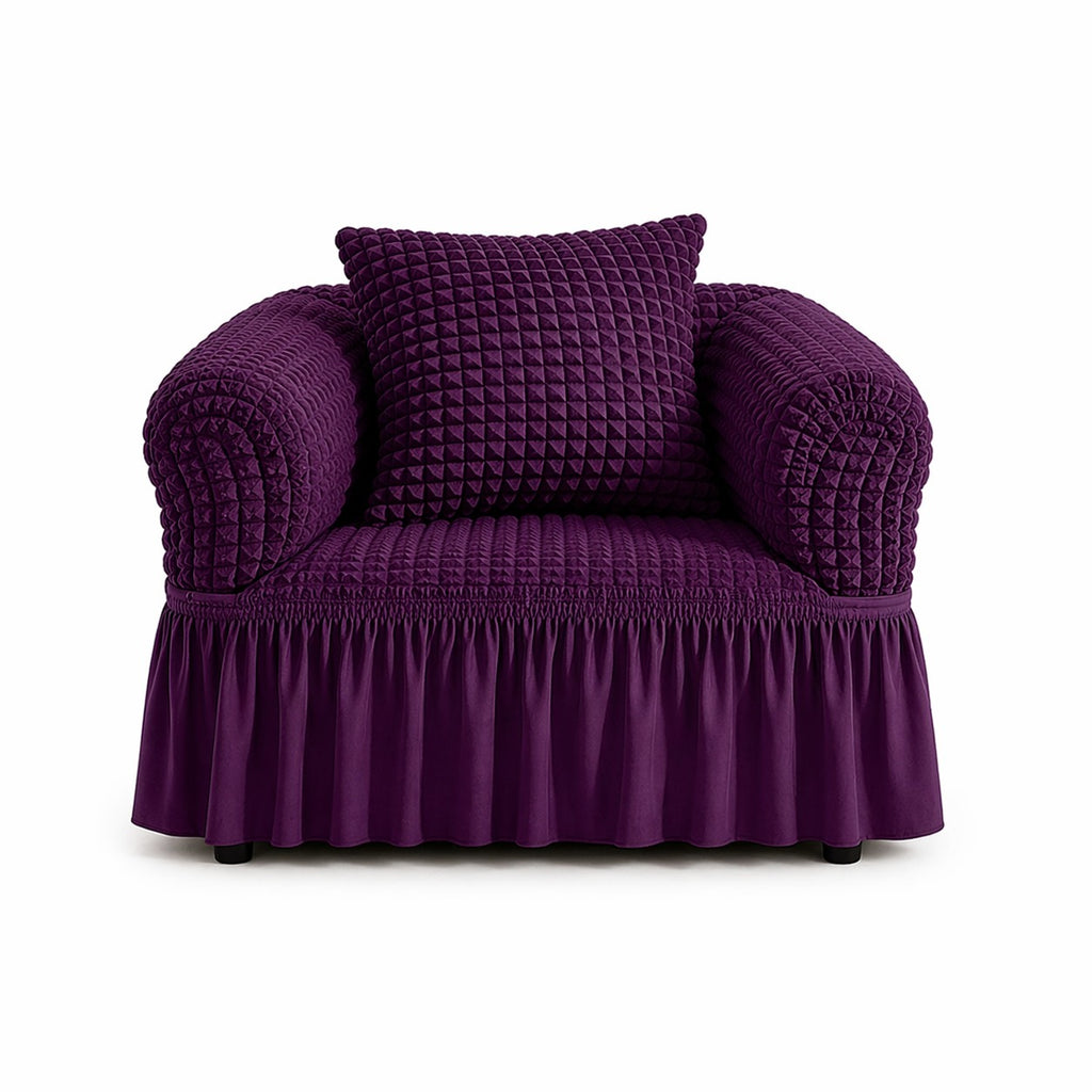 Luxury Turkish Bubble Stretch Sofa Cover for Living Room | In Purple Color