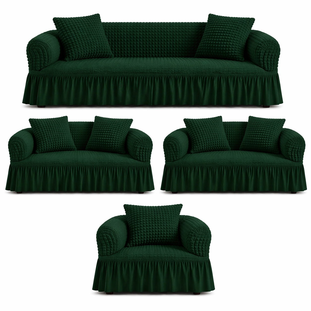 Luxury Turkish Bubble Stretch Sofa Cover for Living Room | In Green Color