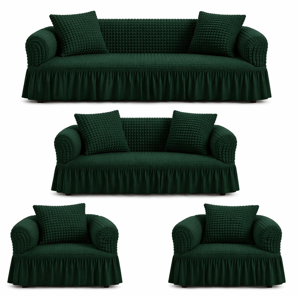 Luxury Turkish Bubble Stretch Sofa Cover for Living Room | In Green Color