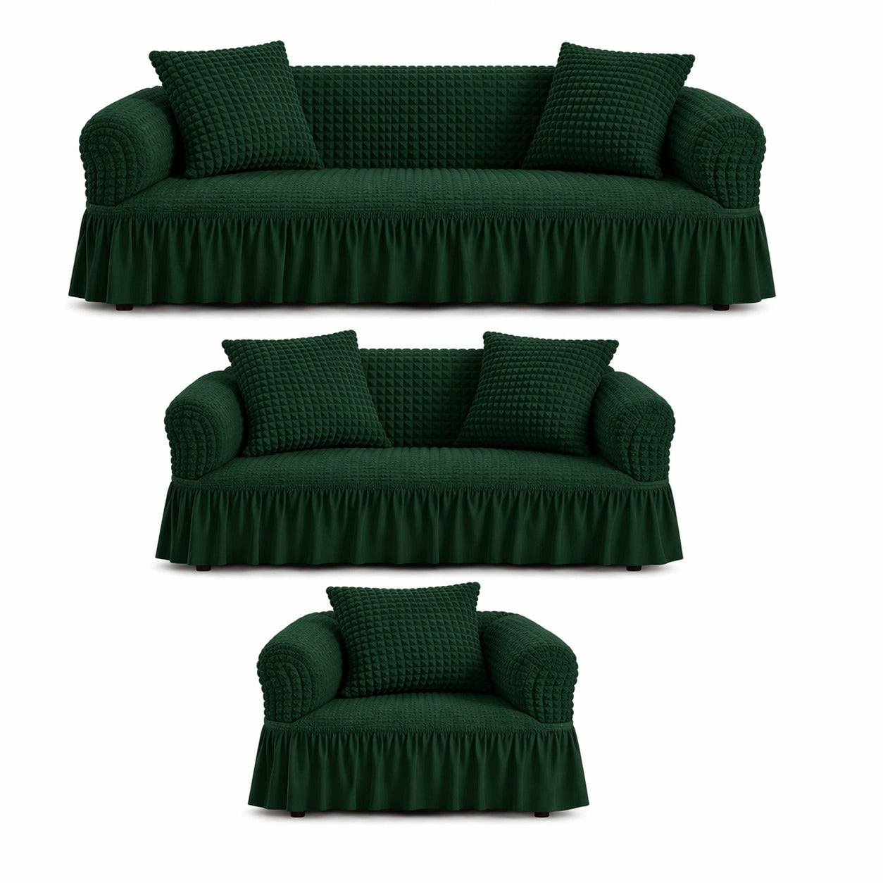 Luxury Turkish Bubble Stretch Sofa Cover for Living Room | In Green Color