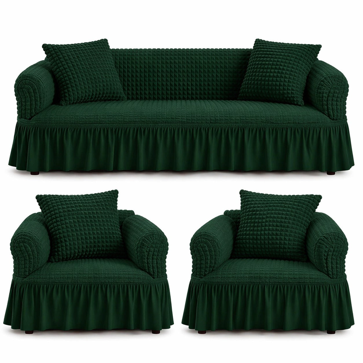 Luxury Turkish Bubble Stretch Sofa Cover for Living Room | In Green Color