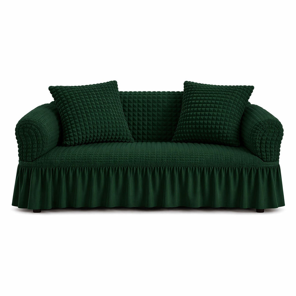 Luxury Turkish Bubble Stretch Sofa Cover for Living Room | In Green Color