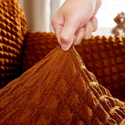 Luxury Turkish Bubble Stretch Sofa Cover for Living Room | In Copper Color