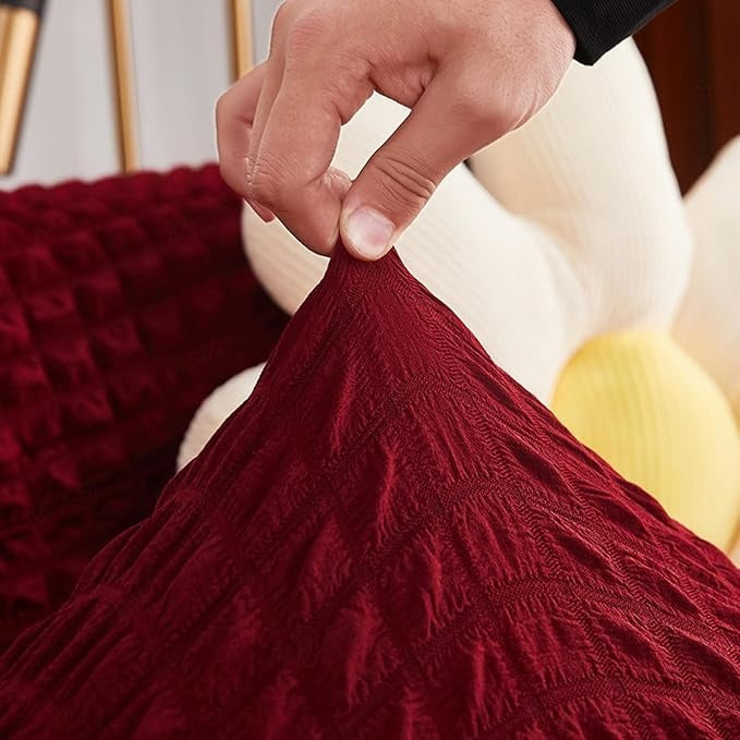 Luxury Turkish Bubble Stretch Sofa Cover for Living Room | In Mahroon Color
