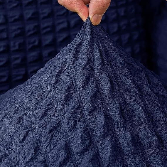 Luxury Turkish Bubble Stretch Sofa Cover for Living Room | In Navy Blue Color