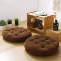 Round Velvet Floor Cushion – Tufted Tatami Meditation Seat Cushion in Brown Color (1 Pair / 2 Pieces)