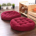 Round Velvet Floor Cushion – Tufted Tatami Meditation Seat Cushion in Maroon Color (1 Pair / 2 Pieces)