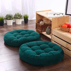 Round Velvet Floor Cushion – Tufted Tatami Meditation Seat Cushion In Green Color (1 Pair / 2 Pieces)